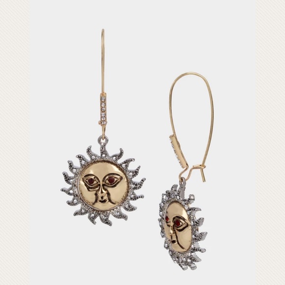 💘2-N-1 REVERSIBLE CELESTIAL SUN HOOK Y-NECKLACE & EARRINGS BLUE - Picture 6 of 10